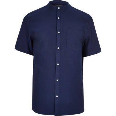 River Island Mens Waffle Short Sleeve Grandad Shirt