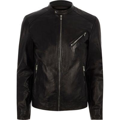 River Island Mens Jack And Jones Premium Leather Jacket