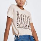 River Island Womens Print Tie Front Cropped T-shirt