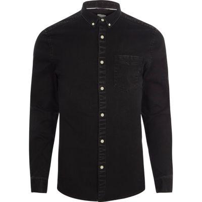 River Island Mens Denim Button-down Shirt