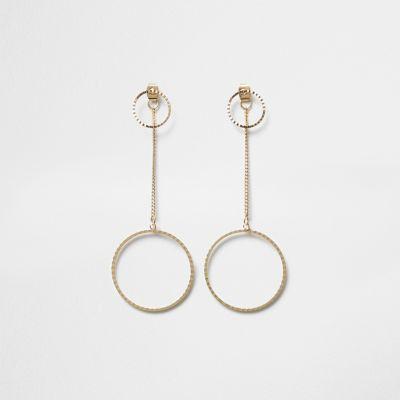 River Island Womens Gold Tone Hoop Drop Front And Back Earrings