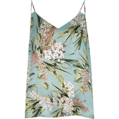 River Island Womens Petite Floral Print Split Strap Cami Top
