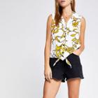 River Island Womens White Floral Tie Front Shirt