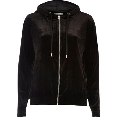 River Island Womens Velour Zip Hoodie
