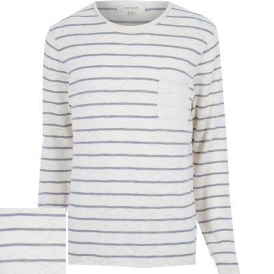 River Island Mens Stripe Marl Lightweight Pocket Sweater