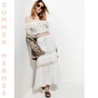 River Island Womens White Tiered Lace Insert Maxi Skirt