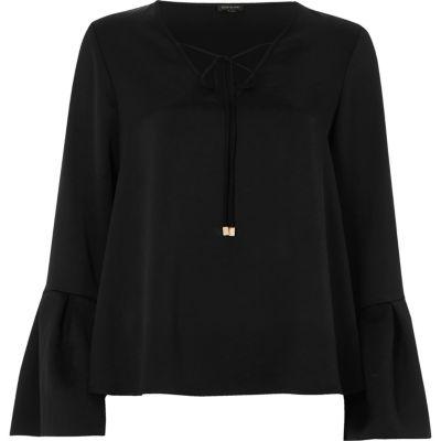River Island Womens Satin Flared Sleeve Top