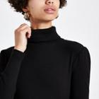 River Island Womens Puff Sleeve Turtle Neck Top