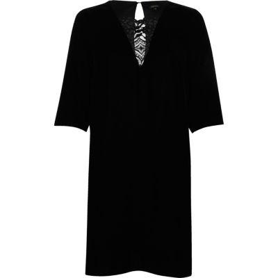 River Island Womens Velvet Lace Panel Swing Dress