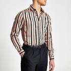 River Island Mens Black Stripe Slim Fit Long Sleeve Shirt
