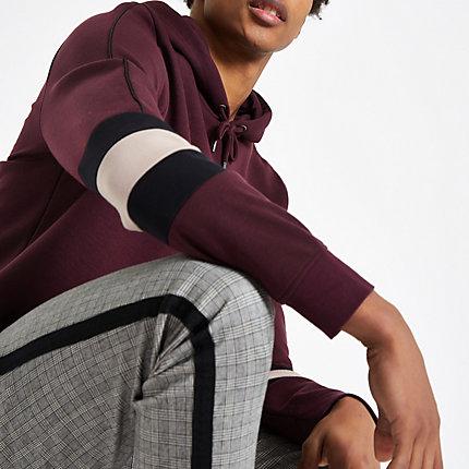 River Island Mens Slim Fit Colour Block Sleeve Hoodie