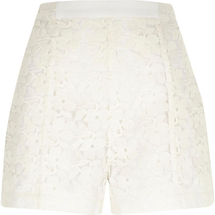River Island Womens White Smart Lace High Waisted Shorts
