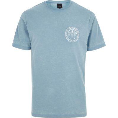 River Island Mens Burnout 'stanton Squad' Print T-shirt