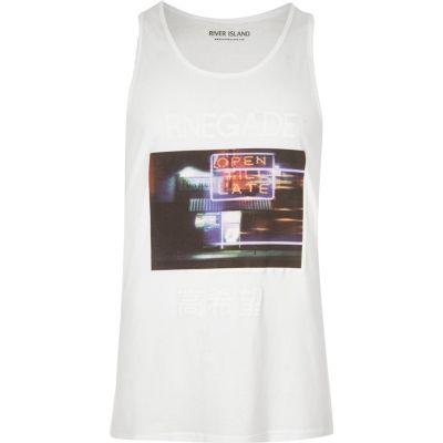 River Island Menswhite Contrast Photo Print Vest