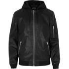 River Island Mens Leather Look Hooded Jacket