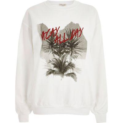 River Island Womens White 'vacay' Print Sweatshirt