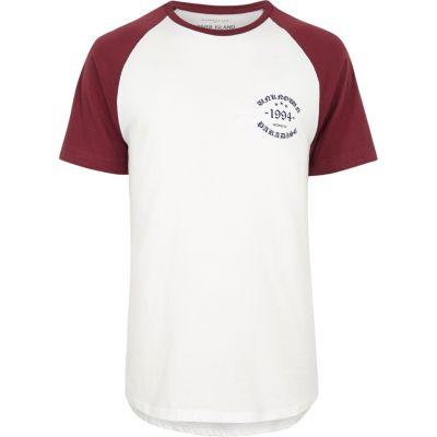 River Island Mens White And Raglan T-shirt