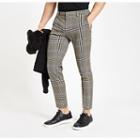 River Island Mens Check Skinny Fit Crop Smart Trousers