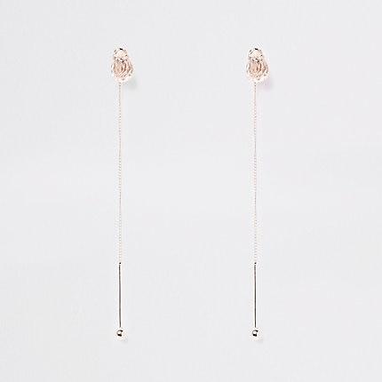 River Island Womens Rose Gold Color Stud Drop Earrings