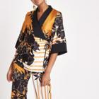 River Island Womens Print Kimono Wrap Top