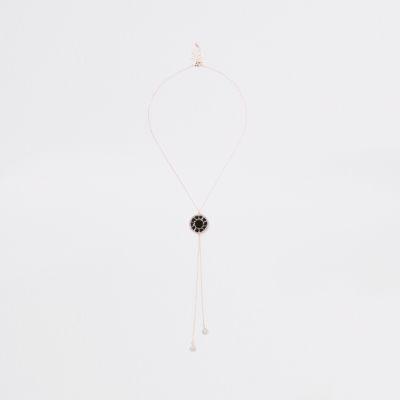 River Island Womens Rose Gold Enamel Circle Necklace