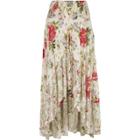 River Island Womens White Floral Print Sequin Maxi High-low Skirt