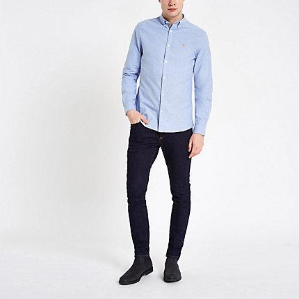 River Island Mens Muscle Fit Wasp Embroidered Oxford Shirt