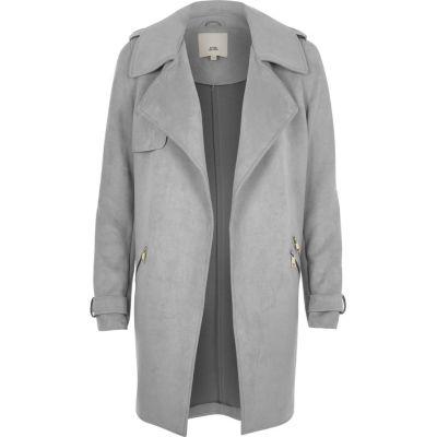River Island Womens Faux Suede Longline Trench Coat