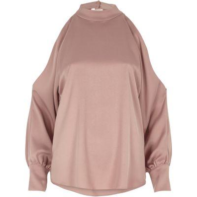 River Island Womens Choker Neck Open Sleeve Blouse