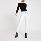 River Island Womens White Amelie Super Skinny Belted Jeans