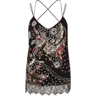 River Island Womens Sequin Bird Strappy Cami Top