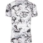 River Island Menswhite Marble Print Muscle Fit T-shirt