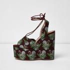 River Island Womens Flamingo Tie Up Platform Wedges