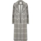 River Island Womens Check Brooch Double Breasted Coat