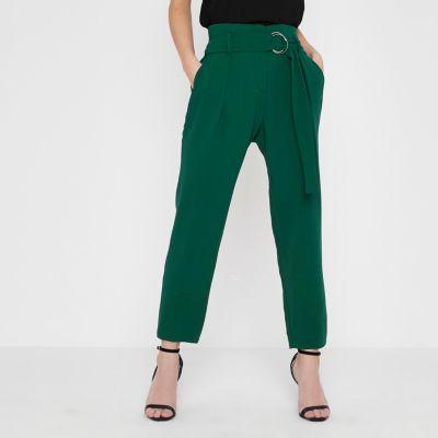 River Island Womens Petite Ring Belt Tapered Pants