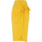 River Island Womens Yellow Tie Front Pencil Skirt