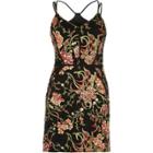 River Island Womens Embroidered Mesh Bodycon Dress
