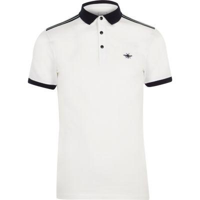 River Island Mens White Short Sleeve Muscle Fit Polo Shirt