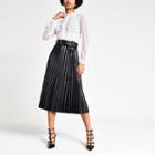 River Island Womens Pleated Faux Leather Midi Skirt