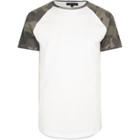 River Island Menswhite Camo Print Raglan T-shirt