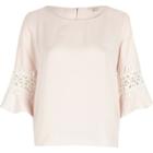 River Island Womens Lace Trim Bell Sleeve Top