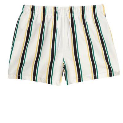 River Island Mens White Stripe Print Swim Trunks