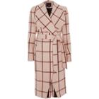 River Island Womens Blush Check Tie Waist Robe Coat