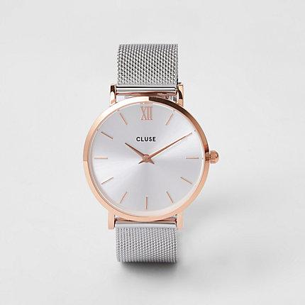 River Island Womens Silver Plated Cluse Mesh Watch
