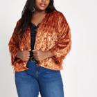 River Island Womens Plus Velvet Kimono Sleeve Jacket