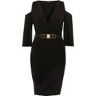 River Island Womens Belted Cold Shoulder Bodycon Dress