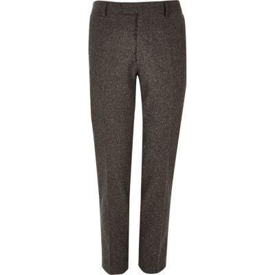 River Island Mensbrown Wool Skinny Suit Pants