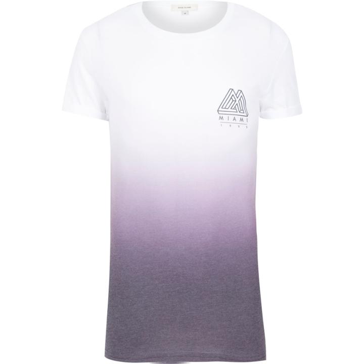 River Island Menspurple Faded Miami Print T-shirt