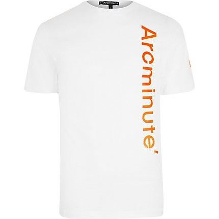 River Island Mens Arcminute White Logo T-shirt