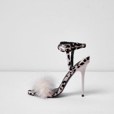 River Island Womens Animal Print Feather Stiletto Sandals